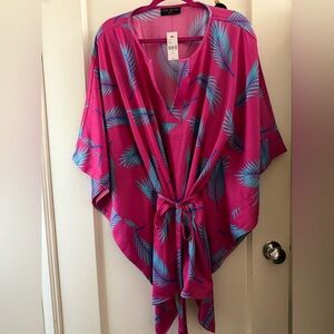 Lane Bryant NWT Fuschia Blue Tropical Vibes Top Cruise Vibes Aize 18/20